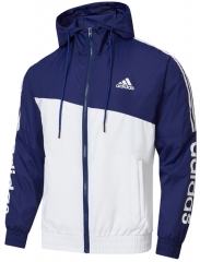 2024-2025 (Asia Size) Adidas Blue&White Thailand Trench Coats With Hat-LH