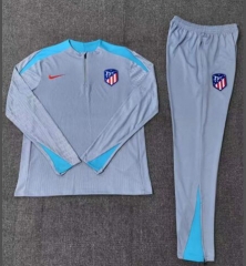 2024-2025 Atletico Madrid Light Gray Thailand Soccer Tracksuit