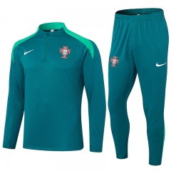 2024-2025 Portugal Dark Green Thailand Soccer Tracksuit-411