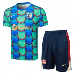 2024-2025 Barcelona Green Ink jet Short-sleeved Thailand Soccer Tracksuit-815
