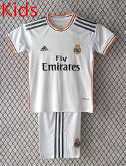 Retro Version 13-14 Real Madrid Home White Kids/Youth Soccer Uniform-8746