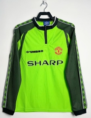 Retro Version 1998-1999 Manchester United Goalkeeper Green LS Thailand Soccer Jersey AAA-811