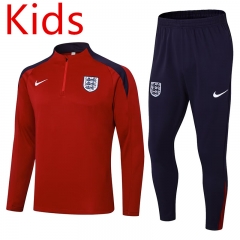 2024-2025 England Maroon Kid-Youth Soccer Tracksuit-411
