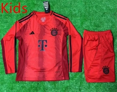 2024-2025 Bayern München Home Red LS Kids/Youth Soccer Uniform-2044