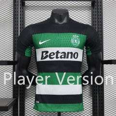 Player Version 2024-2025 Sporting Clube de Portugal Home Black&White and Green Thailand Soccer Jersey AAA-888