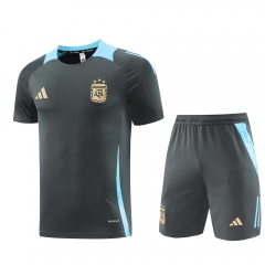 2024-2025 Argentina Dark Gray Short-Sleeved Thailand Soccer Tracksuit -815