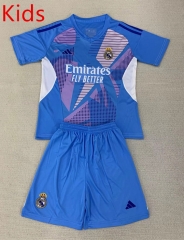 2024-2025 Real Madrid Goalkeeper Blue Kids/Youth Soccer Uniform-AY