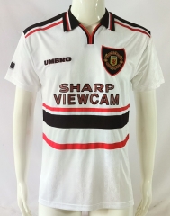Retro Version 98-99 Manchester United Away White Thailand Soccer Jersey AAA-503