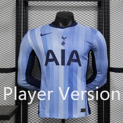 Player Version 2024-2025 Tottenham Hotspur Away Blue LS Thailand Soccer Jersey AAA-888