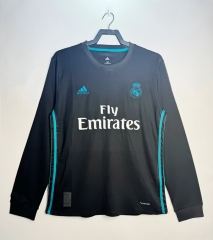 Retro Version 17-18 Real Madrid Away Black LS Thailand Soccer Jersey AAA-811