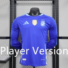 With Patch Player Version 2024-2025 Argentina Away Blue LS Thailand Soccer Jersey AAA-888