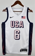 2024 Olympics USA White #6 NBA Jersey-311