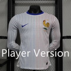 Player Version 2024-2025 France Away White LS Thailand Soccer Jersey AAA-888