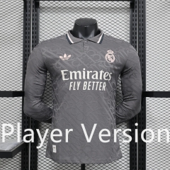 Player Version 2024-2025 Real Madrid 2nd Away Gray LS Thailand Soccer Jersey AAA-888