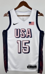 2024 Olympics USA White #15 NBA Jersey-311