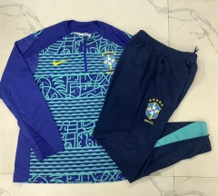 2024-2025 Brazil Royal Blue Thailand Soccer Tracksuit-815