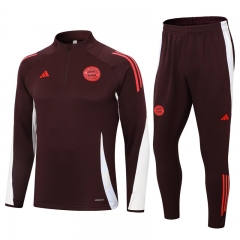 2024-2025 Bayern München Dark Red Thailand Soccer Tracksuit-411