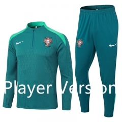 Player Version 2024-2025 Portugal Green Thailand Soccer Tracksuit-411