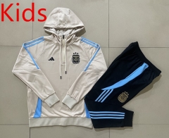2024-2025 Argentina Beige Kids/Youth Soccer Tracksuit With Hat-815