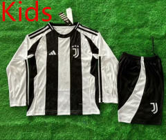 2024-2025 Juventus Home Black&White LS Kids/Youth Soccer Uniform-5177