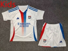 2024-2025 Olympique Lyonnais Home White Kids/Youth Soccer Uniform-6149