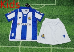2024-2025 Real Sociedad Home Blue&White Kids/Youth Soccer Uniform-8679