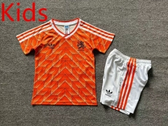 Retro Version 1988 Netherlands Home Orange Kids/Youth Soccer Uniform-7809