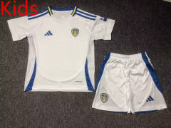 (Without Sponsor Logo) 2024-2025 Leeds United Home White Kids/Youth Soccer Uniform-6850