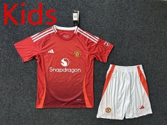 2024-2025 Manchester United Home Red Kids/Youth Soccer Uniform-5526