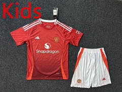 2024-2025 Manchester United Home Red Kids/Youth Soccer Uniform-5526