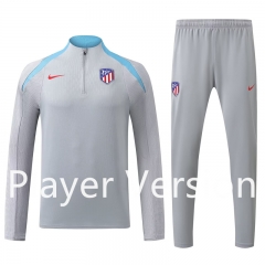Player Version 2024-2025 Atletico Madrid Light Gray Thailand Soccer Tracksuit-4627