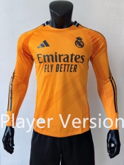 Player Version 2024-2025 Real Madrid Away Orange LS Thailand Soccer Jersey AAA-807