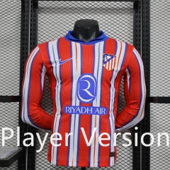 Player Version 2024-2025 Atletico Madrid Home Red&White LS Thailand Soccer Jersey AAA-888
