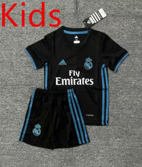 Retro Version 17-18 Real Madrid Away Black Kids/Youth Soccer Uniform-4248
