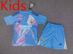2024-2025 Real Madrid Goalkeeper Blue Kids/Youth Soccer Uniform-8037