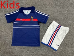 Retro Version 82-84 France Home Blue Kids/Youth Soccer Uniform-7809