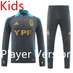 Player Version 2024-2025 Argentina Dark Gray Kids/Youth Soccer Tracksuit-4627