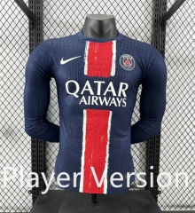 Player Version 2024-2025 Paris Home Royal Blue LS Thailand Soccer Jersey AAA-4285