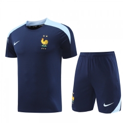 2024-2025 France Royal Blue Short-sleeved Thailand Soccer Tracksuit-LH