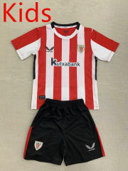 2024-2025 Athletic Bilbao Home Red&White Kids/Youth Soccer Uniform-AY