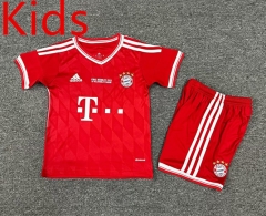 Retro Version 13-14 Bayern München Home Red Kids/Youth Soccer Uniform-7809