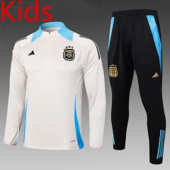 2024-2025 Argentina Beige Kids/Youth Soccer Tracksuit-815