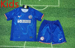 With Sponsor Version 2024-2025 Chelsea Home Blue Kid/Youth Soccer Uniform-8746