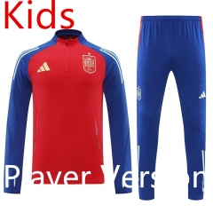 Player Version 2024-2025 Spain Red Kid-Youth Soccer Tracksuit-4627