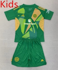 2024-2025 Manchester United Goalkeeper Green Kids/Youth Soccer Uniform-AY