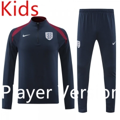 Player Version 2024-2025 England Royal Blue Kid-Youth Soccer Tracksuit-4627