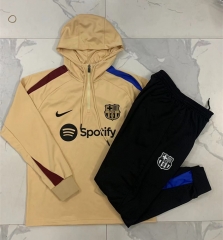 2024-2025 Barcelona Mud yellow Thailand Soccer Tracksuit With Hat-815