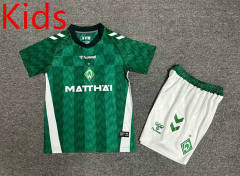 2024-2025 SV Werder Bremen Home Green Kids/Youth Soccer Uniform-7809