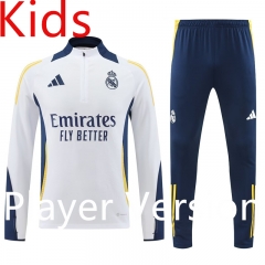Player Version 2024-2025 Real Madrid White Kids/Youth Soccer Tracksuit-4627