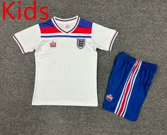 Retro Version 1982 England Home White Kids/Youth Soccer Uniform-7809